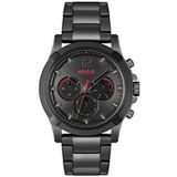 HUGO Analoge Multifunctionele Quartz Horloge voor Mannen Met Zwarte Roestvrij Stalen Armband - 1530296, Zwart
