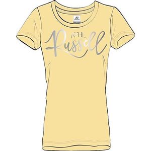 RUSSELL ATHLETIC Bloom-s/S Crewneck Tee T-shirt voor dames, Popcorn, XL