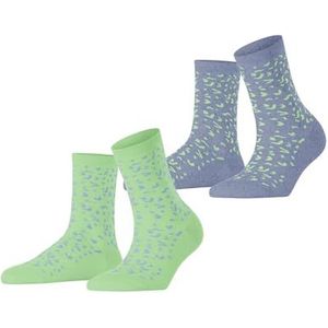 ESPRIT Dames Sokken Fun Pattern 2-Pack W SO Katoen Gedessineerd Multipack 2 Paar, Veelkleurig (Blue Green 0030), 35-38