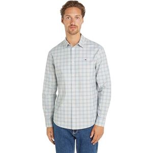 Tommy Jeans Heren TJM REG Oxford geruit overhemd, krantenpapier, L, Krantenpapier Check, L