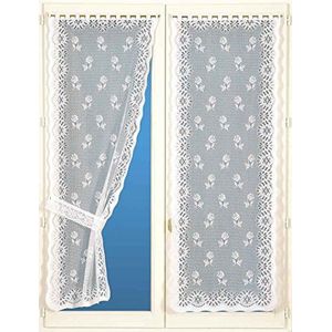 Homemaison Bonne-Femme gordijnen met gordijnhouder, polyester, wit, 160 x 60 cm