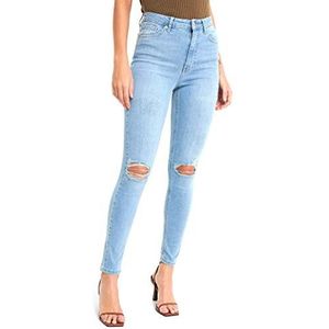 NA-KD Skinny High Waist Destroyed Jeans voor dames, Lichtblauw, 32