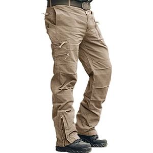 MAGCOMSEN Cargobroek voor heren, van katoen, met meerdere zakken, werkbroek, combatbroek, voor vrije tijd en activiteiten in de open lucht, Khaki (stad), 36W Regular