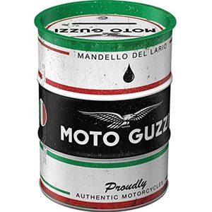 Nostalgic-Art Retro Spaarpot olievat, Moto Guzzi – Italian Oil – Geschenkidee voor motorfans, Spaarvarken in metaal, Vintage Spaarblik, 600 ml