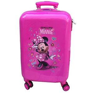 Disney Minnie stickers cabinekoffer, roze, 34 x 55 x 20 cm, ABS-kunststof, combinatiesluiting, 32 l, 2,5 kg, 4 dubbele wielen, handbagage, Roze, 55 cm, Kinderbagage