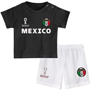 FIFA Unisex Kids Officiële Fifa World Cup 2022 Tee & Short Set - Mexico - Away Country Tee & Shorts Set (pak van 1), Zwart/Wit, 18 Maanden
