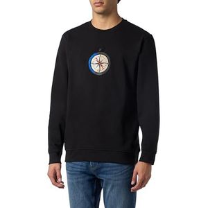 ONLY & SONS Heren sweatshirt ONSOLIVER sweatshirt, Zwart/Print: compass, M