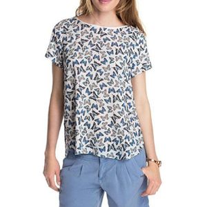 ESPRIT Dames regular fit crèpe-blouse met print, Vlinderingsprint (Shadow Blue 134), 44