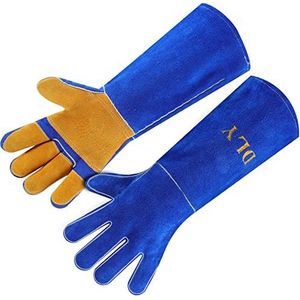 Djurhantering anti-bit/repor hållbara handskar, andningsbart canvasfoder för hund katt fågel orm papegoja ödla vilda djur skydd tjocka handskar (17.7 INCH / 45CM)