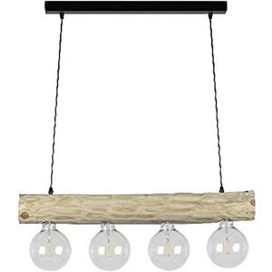 Homemania HOMBR_0301 Hanglamp, plafondlamp, hout, metaal, zwart, 70 x 8-12 x 110 cm