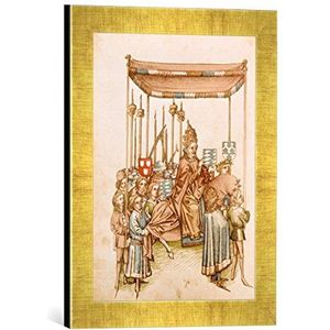 Ingelijste foto van boekenschilderij ""Sigismund und Papst Martin V./Richental"", kunstdruk in hoogwaardige handgemaakte fotolijst, 30x40 cm, Gold Raya