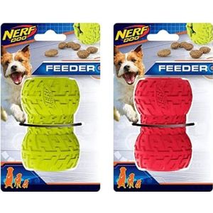 Nerf Dog Hondenspeelgoed Tire Snackfeeder, snackfeeder op rubber met bandenprofiel, op kleur gesorteerde levering rood of groen, 9 cm