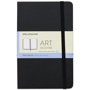 Moleskine Medium Size 11.5 x 18 cm Art Sketchbook, Sketchbook for Drawings, Paper Suitable for Pencils, Pastels, Fountain Pens and Markers, Hard Cover, Colour Black, 88 Pages