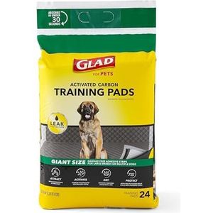Glad voor huisdieren Actieve kool Puppy Training Pads | Super Absorberende en Lekvrije Puppy Plas Pads, Giant Sized Dog, 24 Count, 30"" x 36