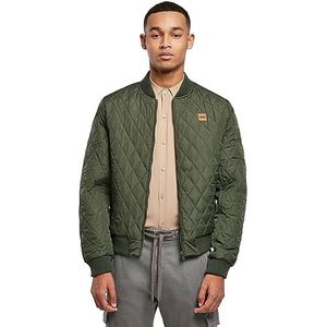 Urban Classics Herenjas Diamond Quilt Nylon Jacket, gewatteerde bomberjack voor mannen in vele kleuren verkrijgbaar, maten S - 5XL, olijfgroen, 4XL