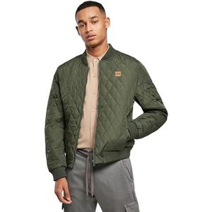 Urban Classics Herenjas Diamond Quilt Nylon Jacket, gewatteerde bomberjack voor mannen in vele kleuren verkrijgbaar, maten S - 5XL, olijfgroen, 4XL