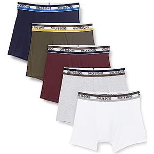 Pieces Onsfitz Stripe Wb Trunk voor heren, 5 stuks, Dark Navy/Pack: 1navy 1f.night 1mgm 1wine 1white, L