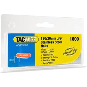 Tacwise 1510 Brad spijkers, 18 g, roestvrij staal, type 180/20 mm, doos van 1.000