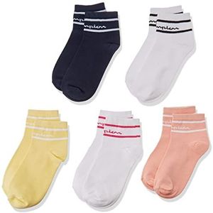 Champion Kousen en sokken (5 stuks) voor kleine meisjes en meisjes, zalm/wit/lichtgeel/marineblauw, 27-30