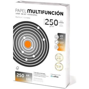 Folios A4 250 g, 100 vel, multifunctioneel papier, printer, laser- en inkjetprinter, kopieerapparaat voor kantoor, schoolbenodigdheden, bladpakket, m-office (100 vellen, 250 g)