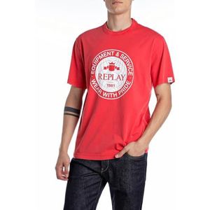 Replay Heren Regular Fit T-shirt van katoen, 663 Imperial Red, S