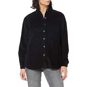 Urban Classics Dames Corduroy Oversized Shirt, Dameshemd, verkrijgbaar in vele verschillende kleuren, maten XS - 5XL, zwart, 4XL Große Größen Extra Tall