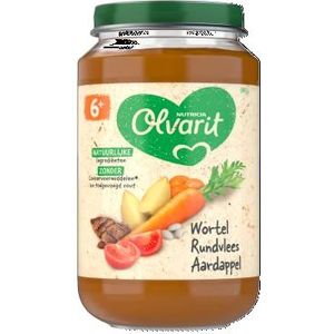 Olvarit Wortel Rundvlees Aardappel - babyhapje voor baby's vanaf 6+ maanden - 6x200 gram babyvoeding in een maaltijdpotje