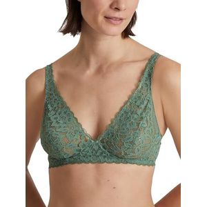 CALIDA Natural Comfort kanten beha voor dames, verstelbare bandjes, zonder cup, strijkloos, Laurel Green, 85B
