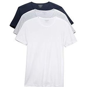 Emporio Armani Heren katoenen T-shirt met ronde hals, 3-pack, Grijs/Wit/Navy, S