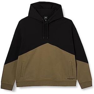 Armani Exchange Heren Cotton French Terry Drop Shoulder Colorblock Hoodie Hooded Sweatshirt, zwart/bruin, L