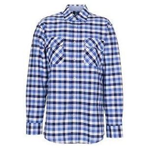 Maat 39/40 heren Planam overhemden Countryhemd lange mouwen blauw geruit model 0480