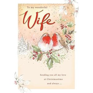 Regal Publishing Kerstkaart aan mijn prachtige vrouw 2 roodborstjes - 9 x 6 inch