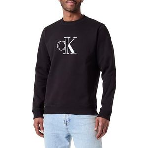 Calvin Klein Jeans Heren OUTLINE MONOLOGO CREW NECK Pullover Sweatshirt, Ck Zwart, XL, zwart., XL