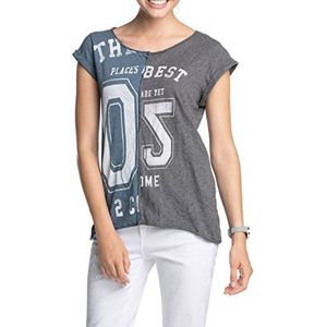 ESPRIT Dames T-shirt met collegeprint, meerkleurig (Ceramic Blue 424), XL