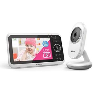 VTech Baby Monitor VM350 – video-babyfoon met beweegbare camera, 720p – helder geluid, lcd-kleurenscherm en nachtzichtfunctie – met intercomfunctie, slaapliedjes en geluiden