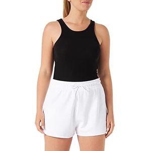 HUGO Ninca shorts voor dames, van katoen-terry met stapellogo, White100, M