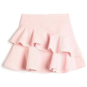 Koton Meisjesrok met gelaagde katoenmix, Red Stripe (4s1), 7-8 Jaar