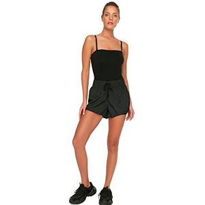 Trendyol Dames Black Parachute Stof 2-laags Sport Yoga Shorts, S