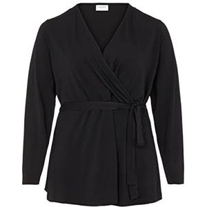 VILA EVOKED BY VILA Dames VIBORNEO L/S WRAP TOP/SU/CUR-NOOS shirt met lange mouwen om te wikkelen, zwart, 50