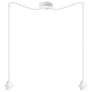 Sotto Luce Bi Kage minimalistische hanglamp - wit - thermoplast - 1,5 m stofkabel - witte stalen plafondroos - 2 x E27 lamphouders