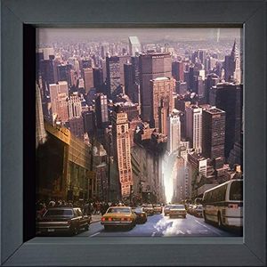 International Graphics ingelijste briefkaart - MAILO/M-L VAREILLES - ''Univers urbains New York' - 16 x 16 cm - antracietkleurige lijst