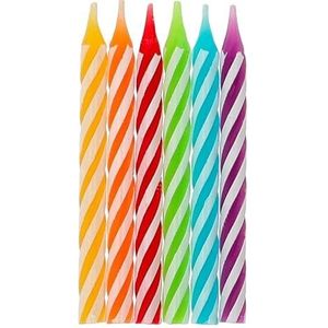 Folat 24205 taartkaarsen Rainbow Twist-6 cm-10 stuks verjaardagskaarsen voor verjaardag, verjaardagsdecoratie, voor kinderfeesten, bruiloften, bedrijfsfeesten, jubilea, meerkleurig, 6 cm