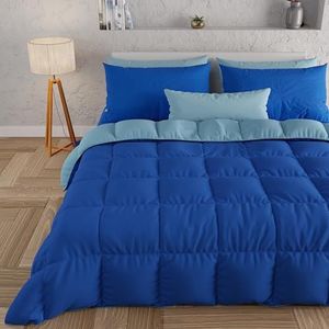 PETTI Artigiani Italiani, Dekbedden, warm en zacht dekbed, microvezel dekbed, 100% Made in Italy, microvezel, blauw, kingsize (240x260 cm)