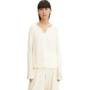 TOM TAILOR Dames Shirt in materiaalmix 1033602, 28130 - Soft Buttercream, XL