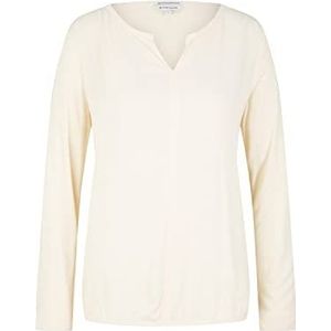 TOM TAILOR Dames Shirt in materiaalmix 1033602, 28130 - Soft Buttercream, XL