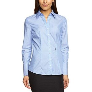 Seidensticker Hemdblouse voor dames, lange mouwen, slim fit, met patroon, strijkvrije blouse, blauw, 34
