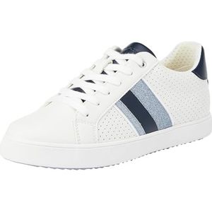 Geox D BLOMIEE F Sneakers voor dames, wit/marineblauw, 36 EU, Wit Navy, 36 EU