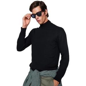 Trendyol Heren rechte lange mouwen slanke sweater, zwart, XL