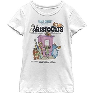 Disney Aristocats Classic Poster Girl's Solid Crew Tee, Wit, XS, Weiß, XS