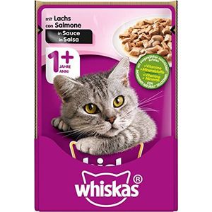 Whiskas 1 + kattenvoer, zalm in saus, 24 x 100 g